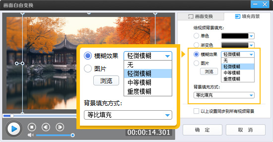 对填充视频背景进行模糊